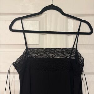 Mango Black Lace Trim Slip Dress